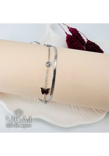 Mepa Rodyum Çelik Bileklikler 16+5 Cm Uzatma Payı - Kbl0149 Najmaddin Altın