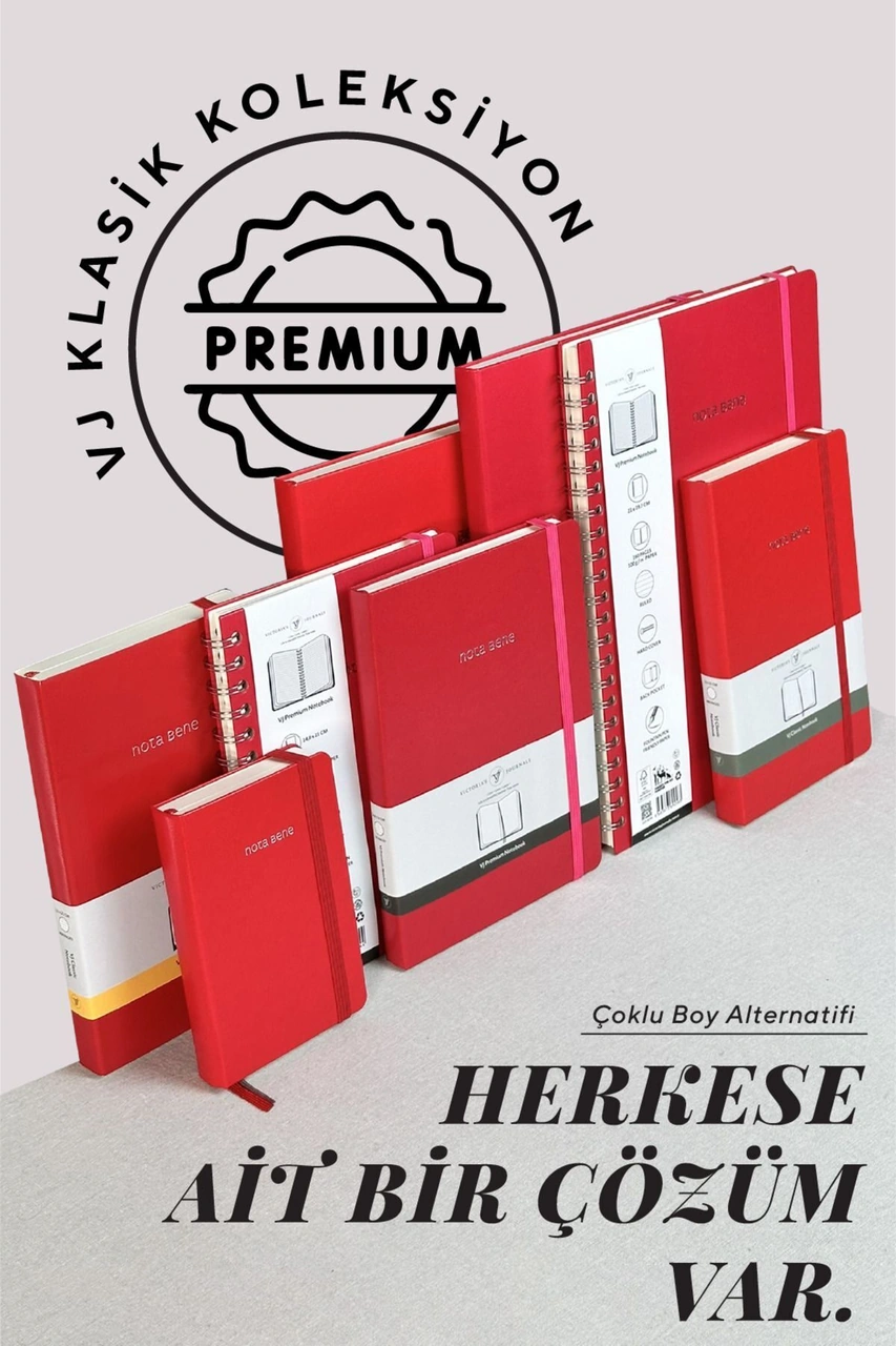 Nota Bene Classic Sert Kapak Defter, 19x25 Cm, Çizgili Red