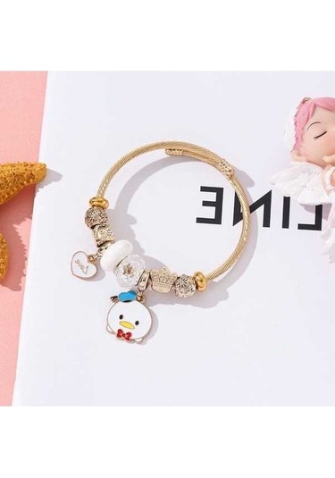 Dancemonkey Titanyum Bileklik Moda Karikatür Kedi Aşk Kolye Bileklik-ky07 Beyaz