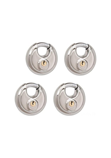 Folinda Stainless Steel Disk Kilitleri - 4 Adet, 70mm X 20mm, Çelik Korumalı Kanca, İç/önarıcı Kullanım, 8 Anahtar