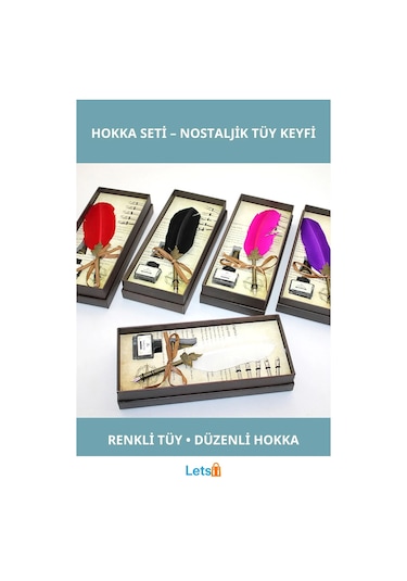 Nostaljik Renkli Tüy Divit Hokka Seti Çok Renkli