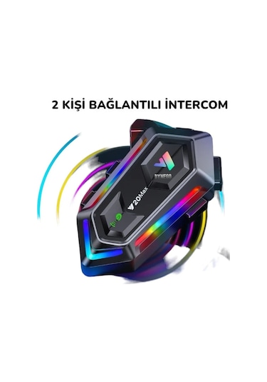 Y20 Max Telsiz Özellikli 5.3 Motosiklet Kask Kulaklık Intercom Işıklı Motorsiklet Interkom 1 Adet