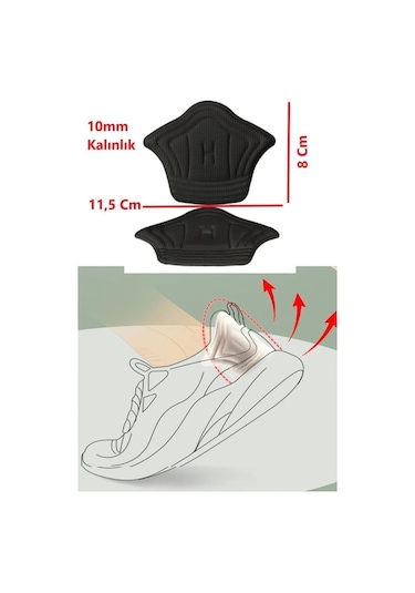Ortopedik Spor Ayakkabı Topuk Vurma Önleyici Koruyucu 10 MM Siyah