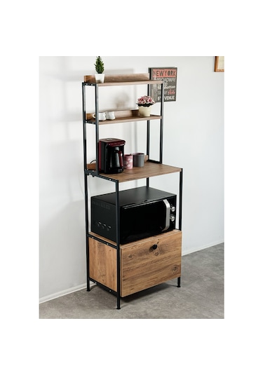 Kapaklı Dolap Mutfak Bangosu Çok Amaçlı Dolap Kahve Köşesi Rafı 5