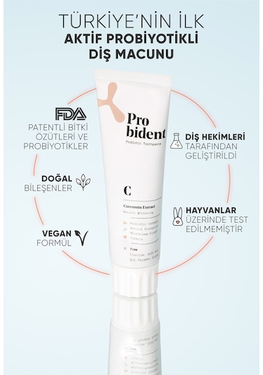 Probident Zerdeçal Özüt İlaveli Diş Macunu 75 ML + Dil Temizleme Aparatı