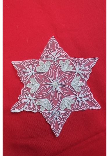 6 Adet Yıldız Motifli Krem Gold Simli Bardak Altlığı & Kokteyl Beyaz