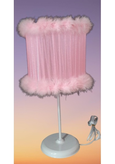 Pembe Tüylü Yatak Odası Kız Odası Abajuru