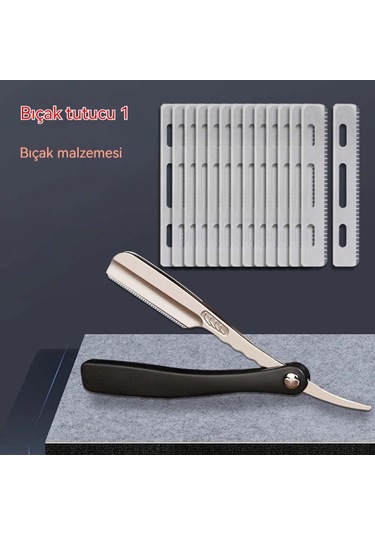 Güvenlik Tıraş Makinesi Tek Parça Çizilmeye Karşı Dayanıklı Kaş Tamir Makinesi Yüz Tıraş Bıçağı Sakal Şekli Retro Berber Dükkanı Gümüş-1 Bıçak Tutucu 15 Bıçak