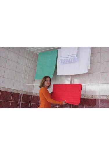 Asansörlü Çamaşır Askısı Tavan Tipi 6 Çubuk 160 CM Beyaz