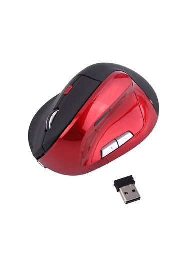 Kablosuz Optik Dikey Oyun Faresi, Profesyoneller İçin Şarj Edilebilir Oyun Faresi, Kırmızı
