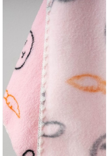 Bebitof Sevimli Tavşan Desenli Peluş Battaniye Bbtf.pmb.95077 Pembe