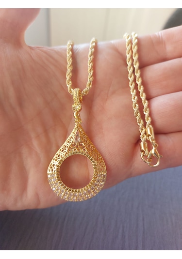 22ayar Altın Kaplama Çeyrek 60cm Kolye 3mm Halat Zincir Altın
