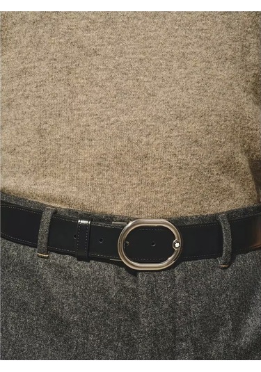 Montblanc Sartorial At Nalı Tokalı Mavi - Siyah 30 Mm Çift Tarafl