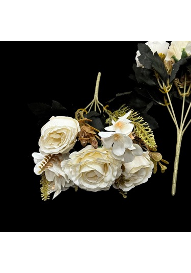 Konak Züccaciye 5 Dallı 3 Gül 2 Ortancalı Garnitürlü Demet Küçük