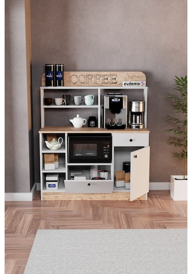 Barista Kahve Köşesi Çok Amaçlı Dolap Atlantik Çam Atlantik Çam