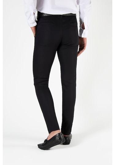 Siyah Slim Fit Pamuklu İtalyan Kesim Pantolon Siyah