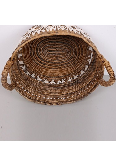 Ürgüp 34x31x28 Cm. Doğal Abaka El Yapımı Oval Sepet M Bej