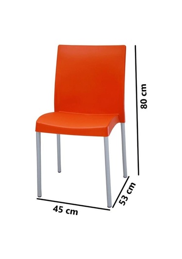 Omnipazar Mt-cf875 Vortice Plastik Bahçe Balkon Sandalye 4'lü Set Turuncu