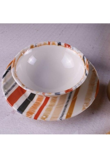 Tulu Porselen Liana Db3025 24 Parça Yemek Takımı Çok Renkli