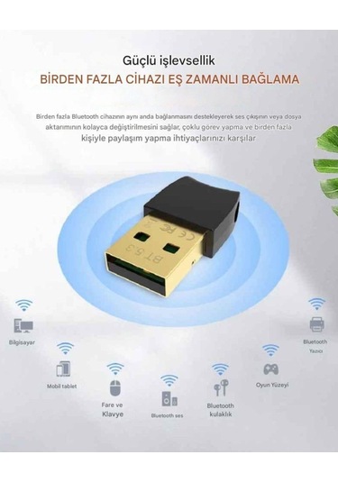 Bluetooth Usb Adaptör Versiyon 5.4 Stick Dongle Edr & Ble Windows 11/10/8.1/7 Uyumlu