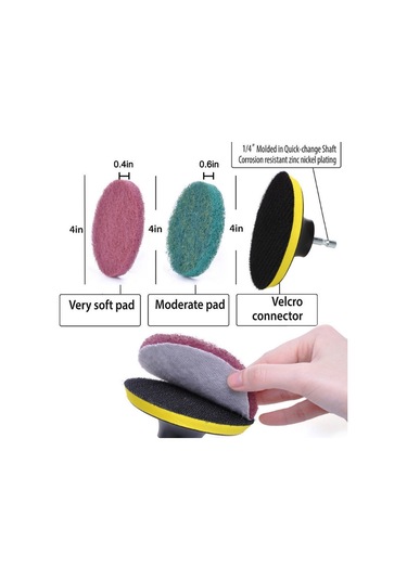 Sones 13'ü 1 Arada 4 İnç Sünger Bulaşık Pedi Zemin Duvar Pencere Cam Temizleme Kireç Çözücü Elektrikli Matkap Fırça Başlığı Seti