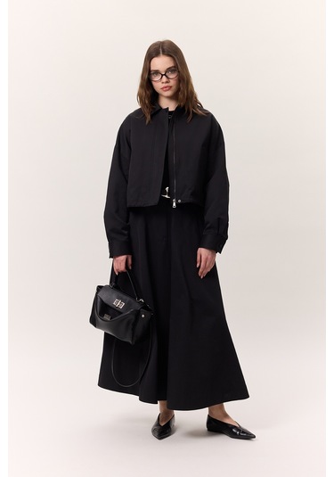 Premıum Geniş Etek Siyah Siyah