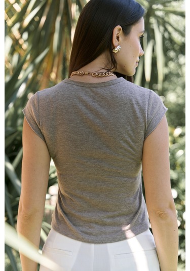 Bohemai Kensal Dar Kesim Vizon T-shirt Vizon