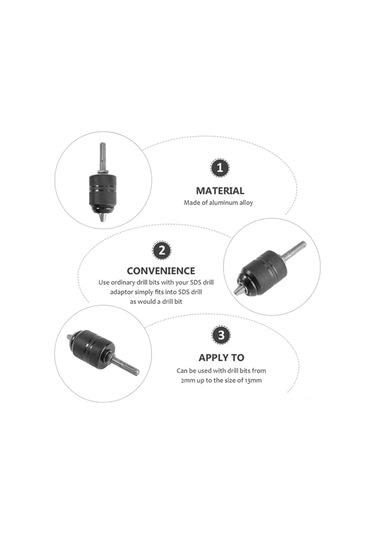 Geeroyoo Sds Adaptörlü 13mm Metal Matkap Mandreni - 2-13mm Kilitli Çeneli Profesyonel Kullanım
