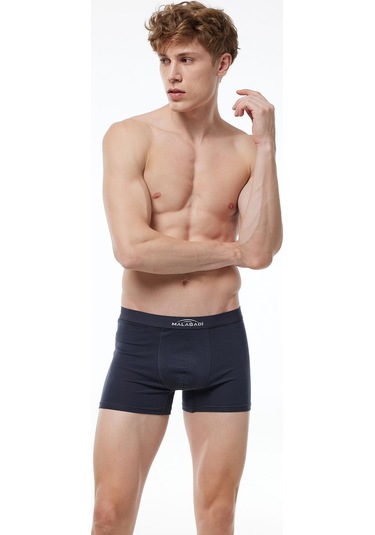 Malabadi Erkek Lacivert Beyaz Füme 3 Lü Pamuk Elastan Boxer 3m075 Lacivert-beyaz-füme