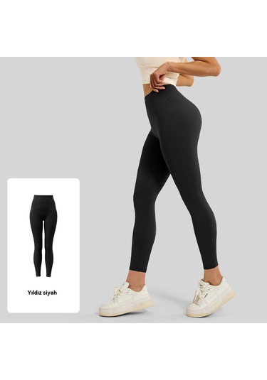 Kadınlar İçin Şeftali Kalça Kaldırıcı Spor Yoga Pantolonu SiYAH