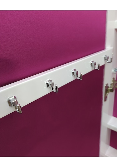 Ankara Mobilya Boy Boya Nature Mdf Ahşap Ayna Takı Dolabı Parlak Beyaz