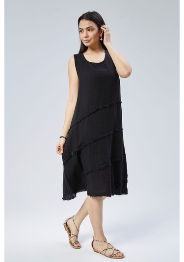Muslin Elbise Yazın Vazgeçilmesi Siyah