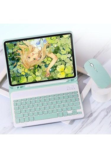Teltree İpad Uyumlu Pro 11" 2021 Ve Mini 1-5 İçin Siyah Yeşil Kablosuz Bluetooth Klavye+fare+koruyucu Kılıf - Dayanıklı, Kompakt, Çift Modlu