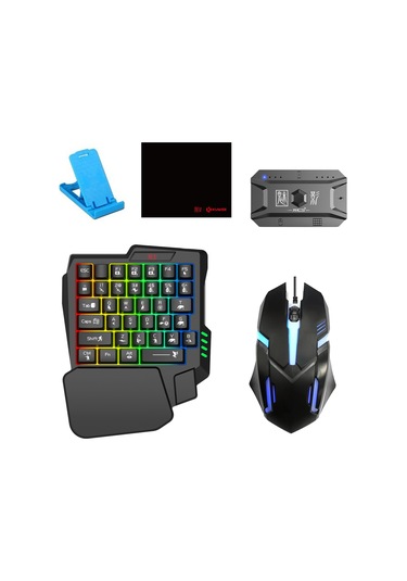 Ximistore9 M1 Pro Taşınabilir Bluetooth 5.0 Oyun Klavyesi Ve Adaptör, Android/ios Uyumlu, Tek Elle Kullanım, Telefon Tutucu İçerir Siyah