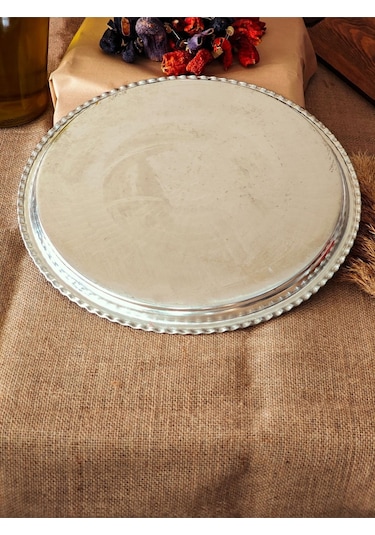 Modabakir Bakır Künefe Tepsi, Bakır Sunum Servis Tepsisi 45 Cm Model:5648975 Gümüş