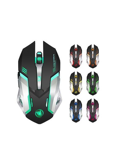 Geeroyoo Hxsj Kablosuz Oyun Faresi - 2400 Dpı, 7 Renkli Aydınlatma, Şarj Edilebilir, Ergonomik Tasarım 001