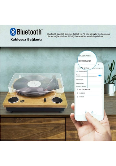 Record Master Tt249 Retro Pikap - Bluetooth + Mp3 Kayıt Özelliği