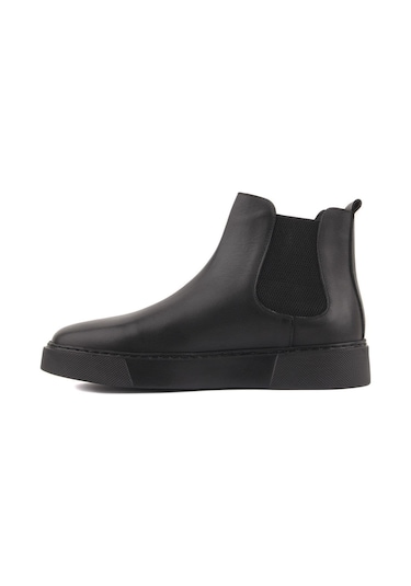 Shoetyle - Siyah Hakiki Deri Erkek Chelsea Bot - Siyah Taban - 250-041 -1163 Siyah