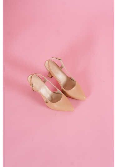 Duck Nude Yanları Açık Topuklu Ayakkabı