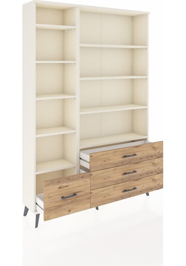 Arges Dolap 9 Raflı 4 Çekmeceli 132x30x195 Aytaşı-aytaşı/çam Aytaşı