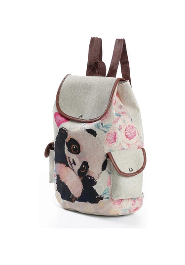 Ganzhoushop Sevimli Çinli Kadın Sırt Çantası Panda Çiçek Baskılı Çantalar Şık Eko Günlük Çantalar Büyük Kapasiteli Bağcıklı Sırt Çantası Okul Çantalarıj4697 Çok Renkli