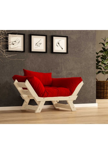 Woodesk Adalar Masif Natural-kırmızı Renk Berjer Cpt8145-140