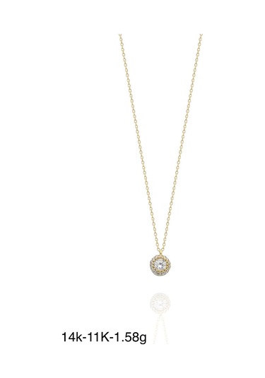 Minik Zirkon Tek Taş 14 Ayar Altın Kolye Altın