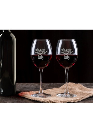 Bk Gift Kişiye Özel İsimli Renkli Baskılı 2li Şarap Kadehi Seti- 4, Şarap Kadehi Hediye Seti, Doğum Günü Hediyesi, Sevgiliye Hediye Kobitmeyen137725 B