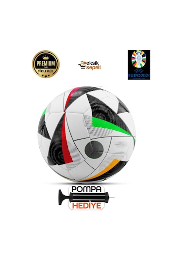 Euro2024 Tasarım Futbol Topu 4 Astarlı No:5 480 Gr + Pompa Hediyeli X516 Çok Renkli