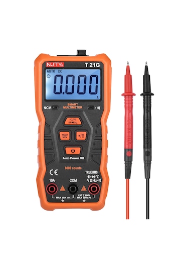 Moveevo Njty T21g Mini Akıllı Multimetre 6000 Sayım True Rms Evrensel Metre Cep Boyutu Kompakt 2 Inç Lcd Dijital Multimetre