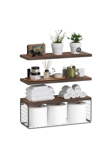 Vintage Banyo Raf Tuvalet Dekorasyonu Ahşap Ahşap