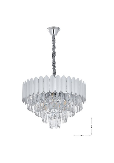 Rossa 50'lik Kristal Prizma Taşlı Lüks Avize - Gümüş Yaldız Renk Gümüş Yaldız