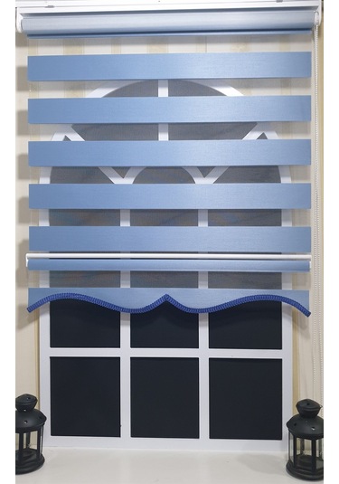 Zebra Stor Perde Mavi Etek Dilimli St 006 Mavi