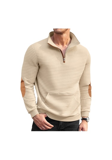 Sonbahar Ve Kış Rahat Ceket Tk Jakarlı Küçük Kare Nakış Patchwork Amerikan Henry Dik Yaka Kazak Erkekler İçin Haki